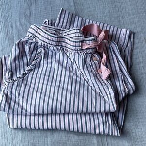 Sleep Sense Elegant Pink and Gray Striped Women's Pajama Bottoms, size S.